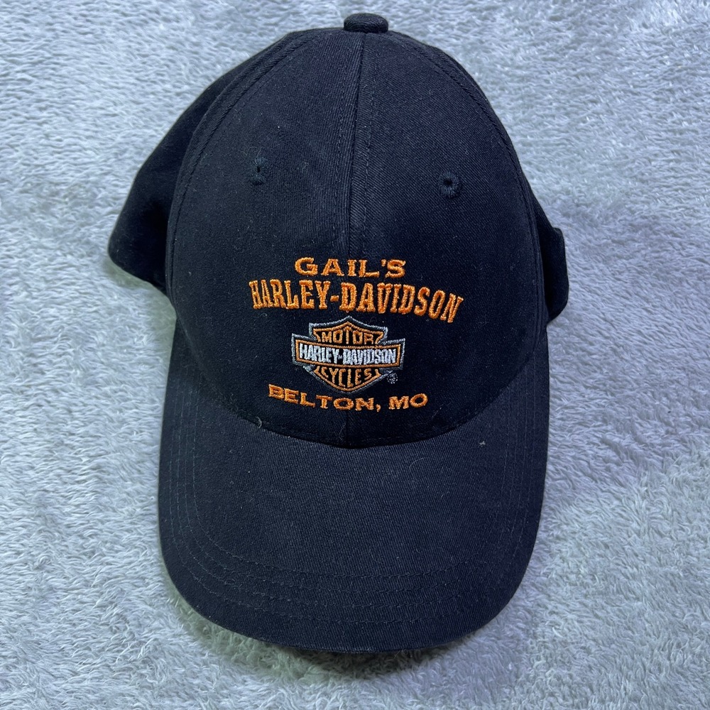 Gails Harley Davidson Motorcycles Baseball Cap Black Embroidered Logo Belton MO